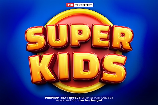 PSD super kids 3d editable text effect