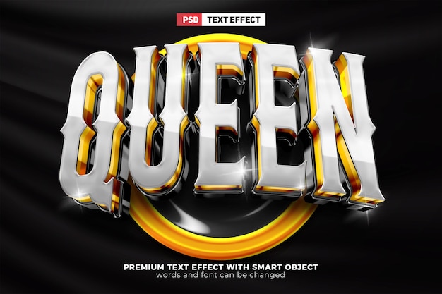 Шаблон логотипа super luxury queen esport team 3d редактируемый текстовый эффект