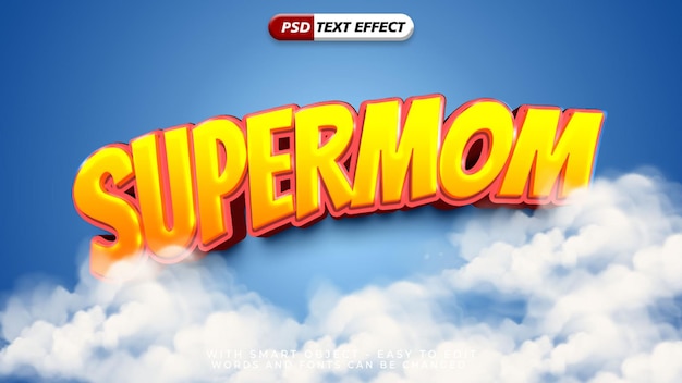 PSD effetto di testo di super mamma