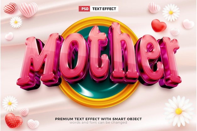 Super mother 3d bewerkbaar teksteffect