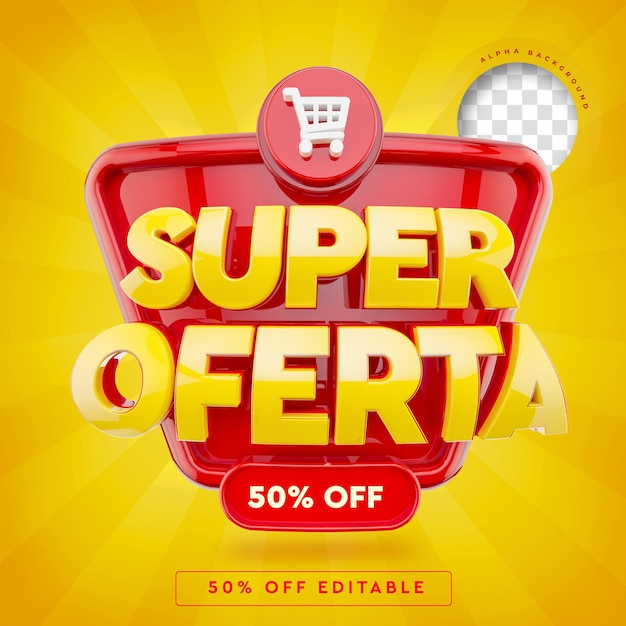 PSD super oferta banner 3d w brazylii z 50 off