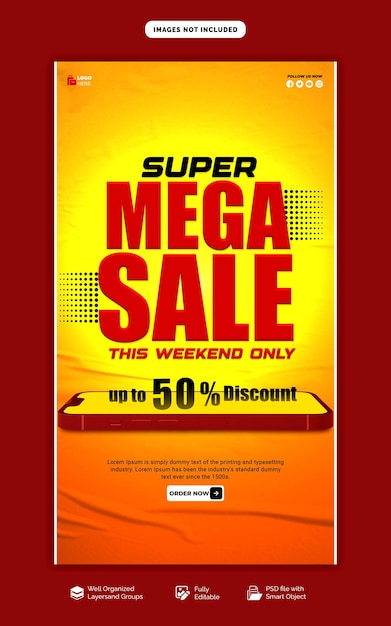 Super oferta i mega sprzedaż szablon postów na Facebooku i Instagramie
