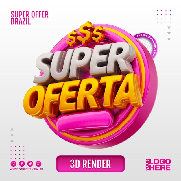 PSD super oferta render 3d