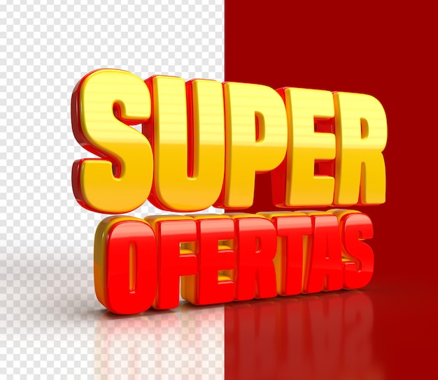 PSD super offerte con rendering 3d giallo e rosso