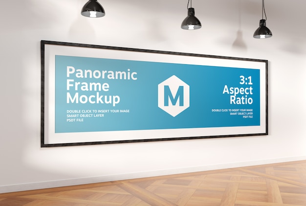 Super panoramisch kader in interieur mockup