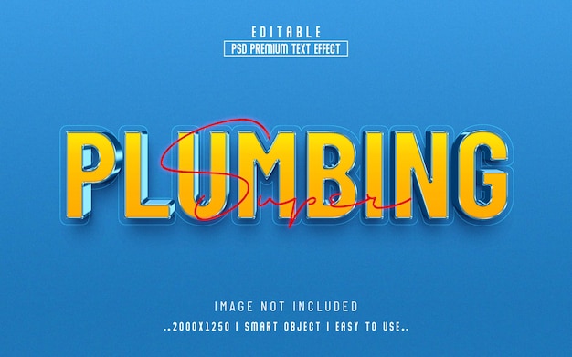Super Plumbing 3d Editable Text Effect PSD With  Premium Background