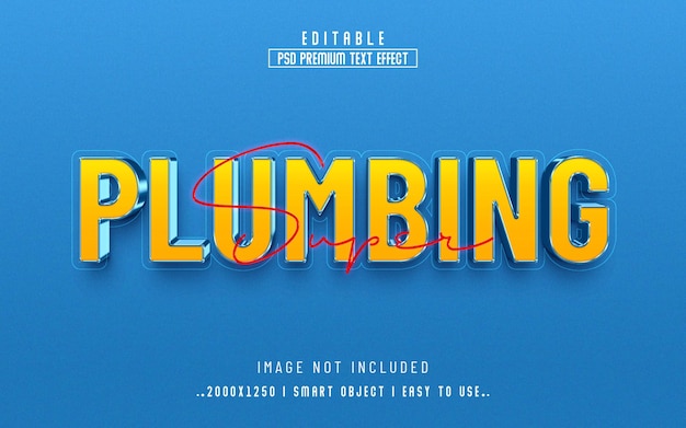 Super plumbing 3d editable text effect psd with  premium background