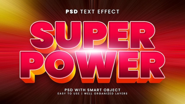 Super power 3d editable text effect with hero and victory text style