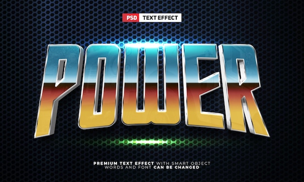 super power esport future glow 3d editable text effect style