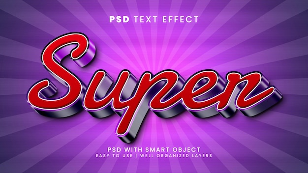 Super power hero 3d editable text effect template style