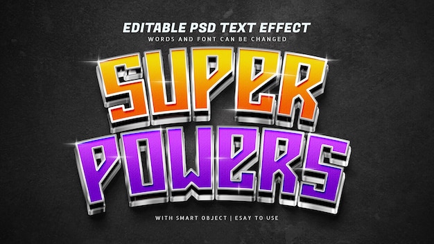 PSD Сверхмощный металлический 3d текстовый эффект, редактируемый