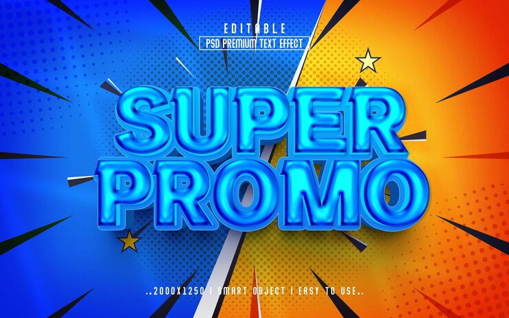 PSD super promo edytowalny efekt tekstowy 3d psd z tłem premium
