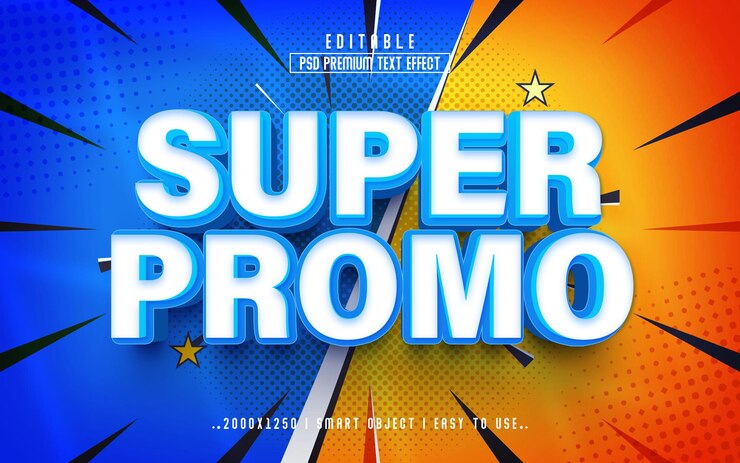 PSD super promo edytowalny efekt tekstowy 3d psd z tłem premium