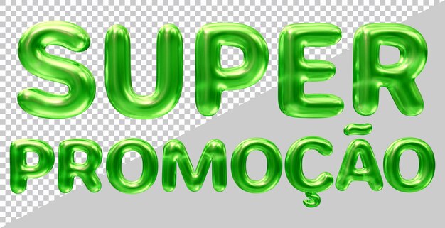 Super promotion text in brazilian portuguese with 3d modern style