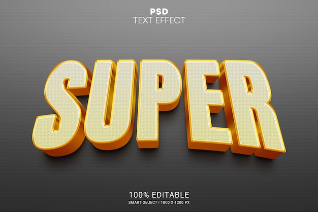 Редактируемый текстовый эффект super psd