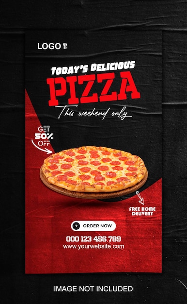 Super pyszna pizza w mediach społecznościowych i szablon historii na Instagramie