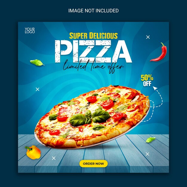 Super Pyszna Pizza W Mediach Społecznościowych Projekt Postu Restauracji.