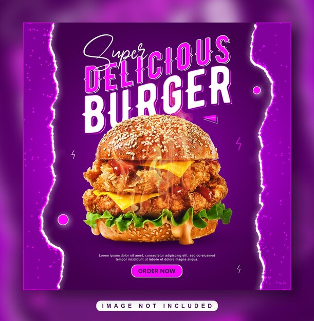 Super Pyszne Menu Z Burgerami W Mediach Społecznościowych Lub Szablon Projektu Banera