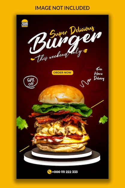 Super Pyszny Baner Z Historią Na Instagramie Burger