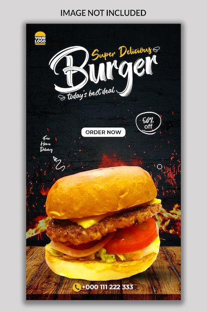 super pyszny baner z historią na instragramie burger