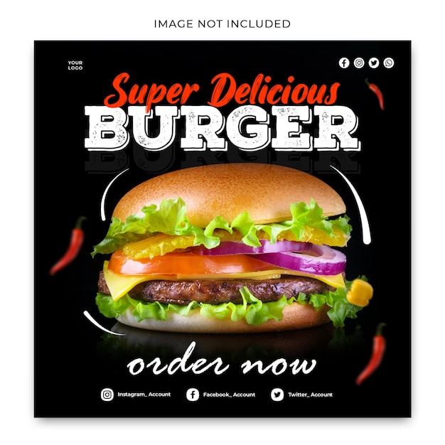 Super Pyszny Szablon Mediów Społecznościowych Burger