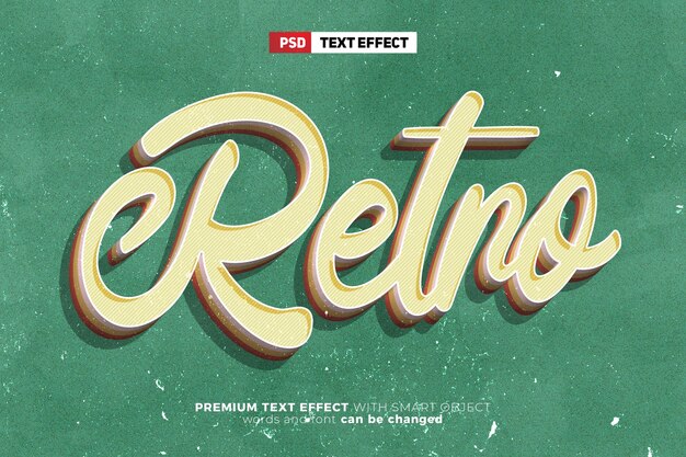 PSD super retro vintage trend 3d editable text effect