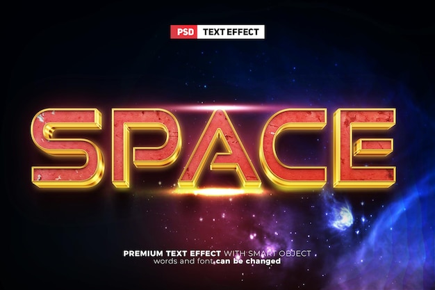 Super ruimte galaxy rode films logo mockup grunge 3d bewerkbaar teksteffect