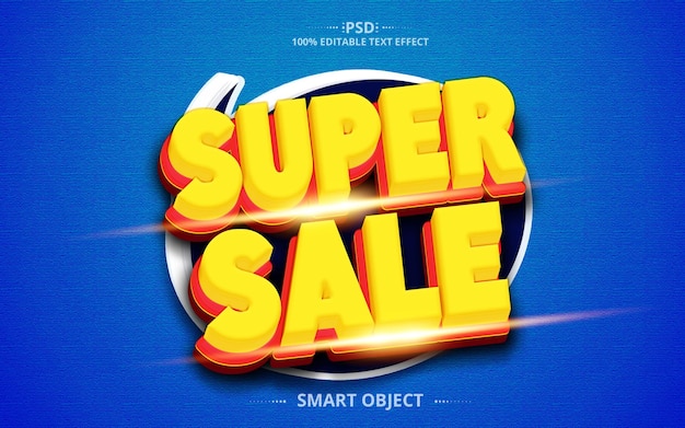 PSD super sale 3d miglior design creativo per effetti di testo