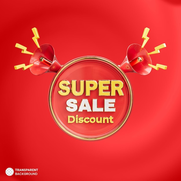 PSD super sale 3d promotion banner 3d render