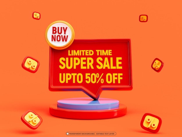 Super Sale 3d Promotion Banner Design Template