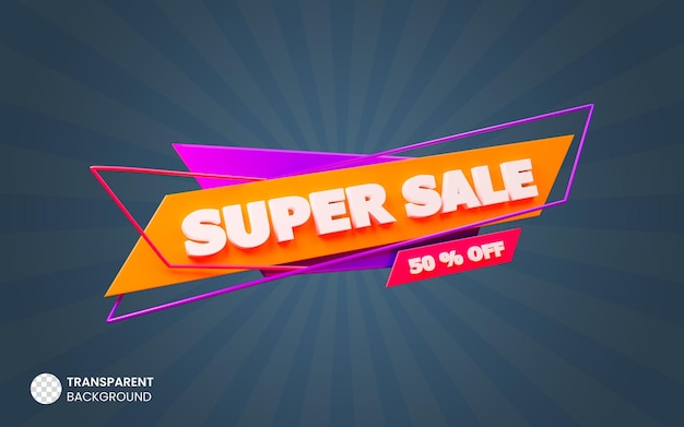 PSD super sale 3d promotion banner