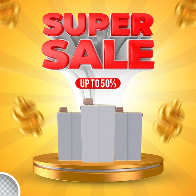 Super sale 3d rendering banner