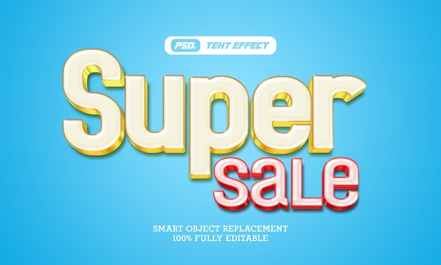 PSD super sale 3d-stijl teksteffcets sjabloon