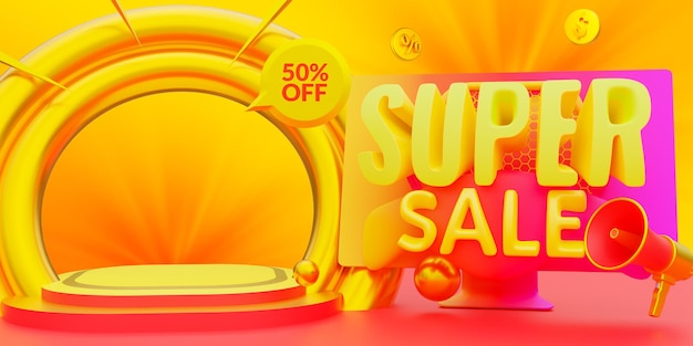 Super sale discount promotion  banner template