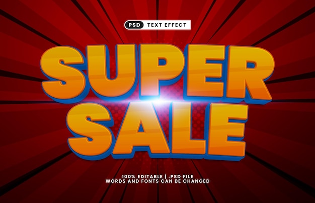 super sale editable text effect with a offer and discount text effect