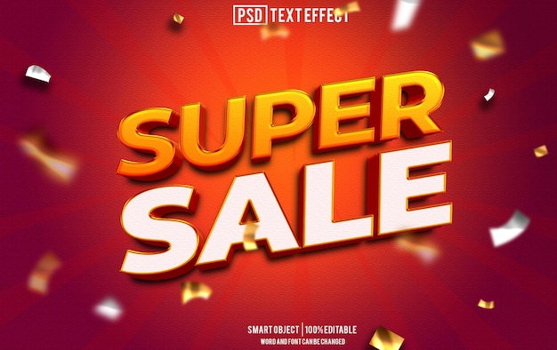 PSD super sale efekt tekstu czcionka edytowalna typografia tekst 3d