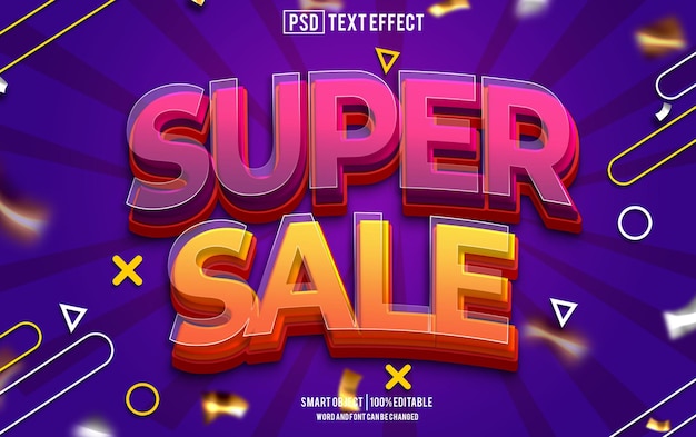 PSD super sale ext effect font edytowalna typografia tekst 3d