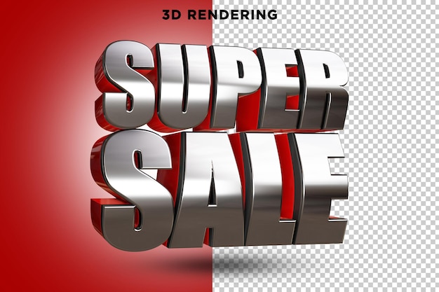 PSD super sale rood en staal 3d rendering alpha achtergrond psd