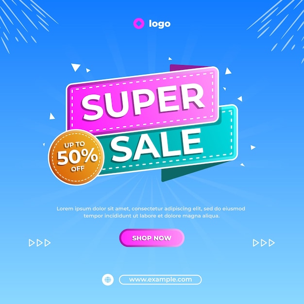 Super sale social media banner template