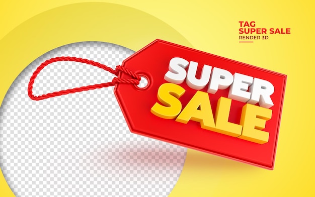 Super sale tag render 3d realistic