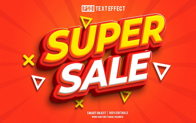 Super sale tekst effect lettertype bewerkbare typografie 3d tekst