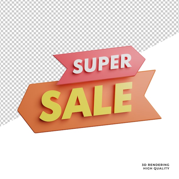 Super Sale tekst vooraanzicht pictogram 3D-rendering illustratie op transparante background