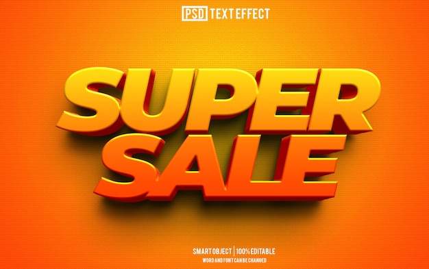 super sale text effect font editable typography 3d text