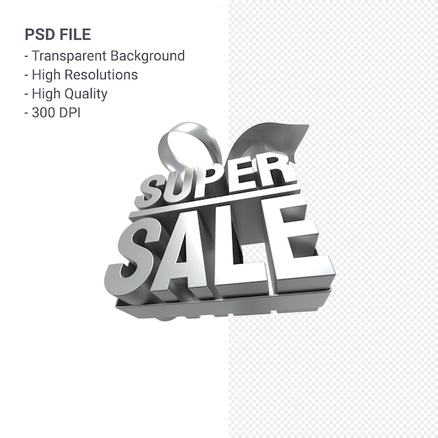 Super sale with bow and ribbon 3d design isolated