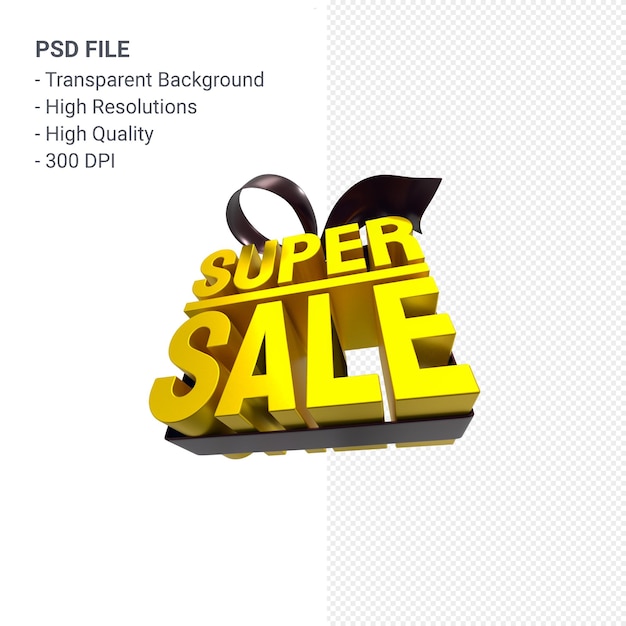 Super sale with bow and ribbon 3d design