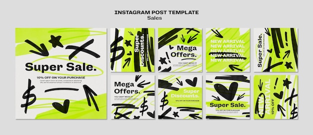 PSD super sales instagram posts collection