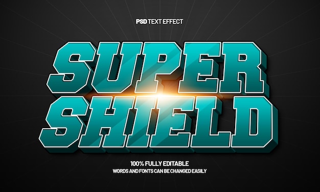 super shield editable text effect with a hero and super text effect
