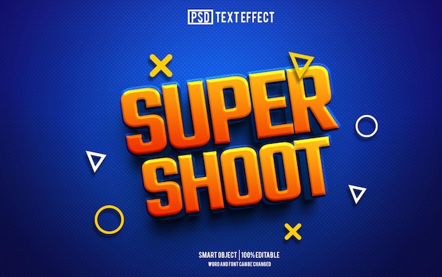 PSD super shoot effetto testo carattere tipografia modificabile testo 3d