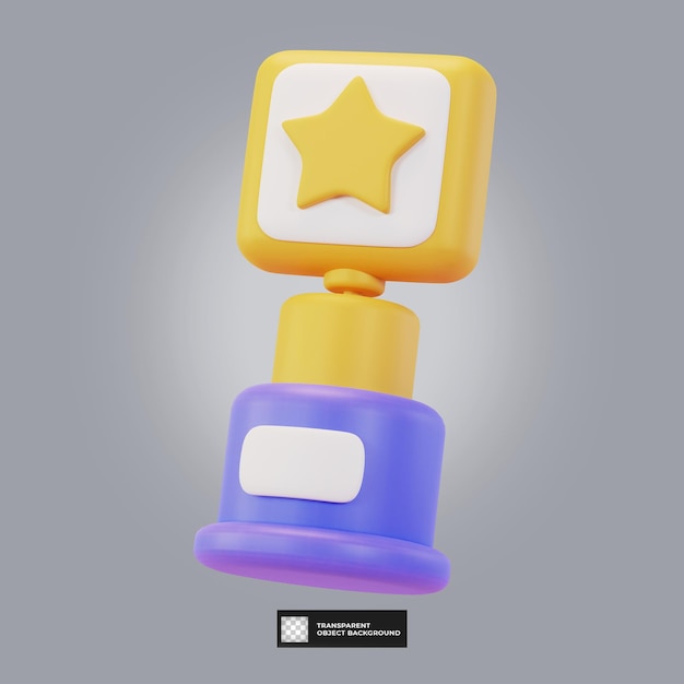 Illustrazione di rendering 3d isolata dell'icona del trofeo super star
