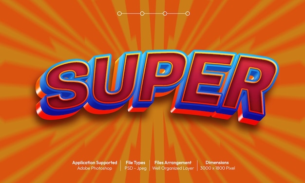 super text effect with 3d font style